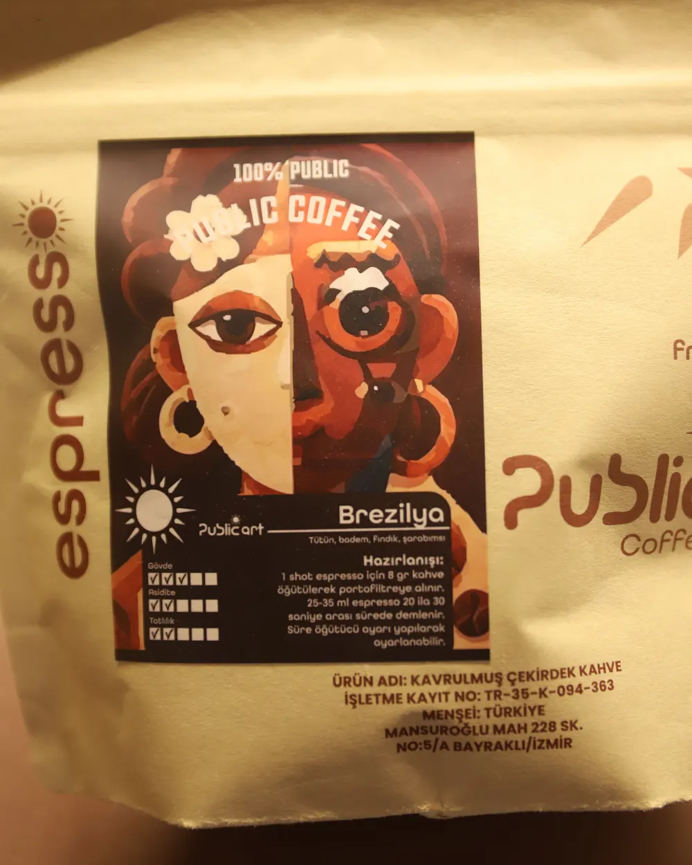 Public espresso bag, origin Brazil