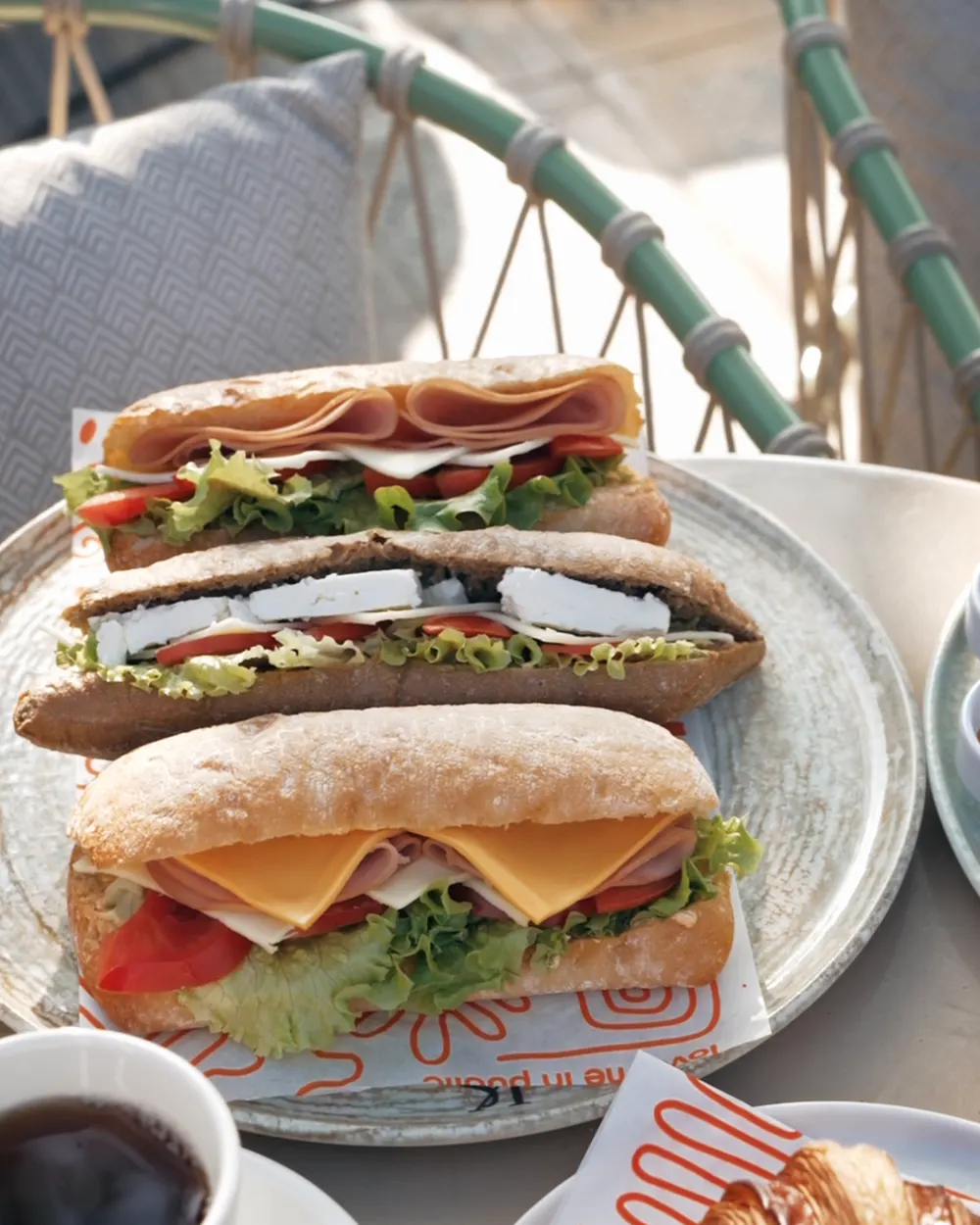 Sandwiches and croissant